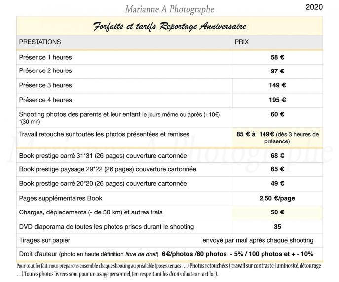 Marianneaphotographe tarifsreportageanniversaire reveletonlook 2020